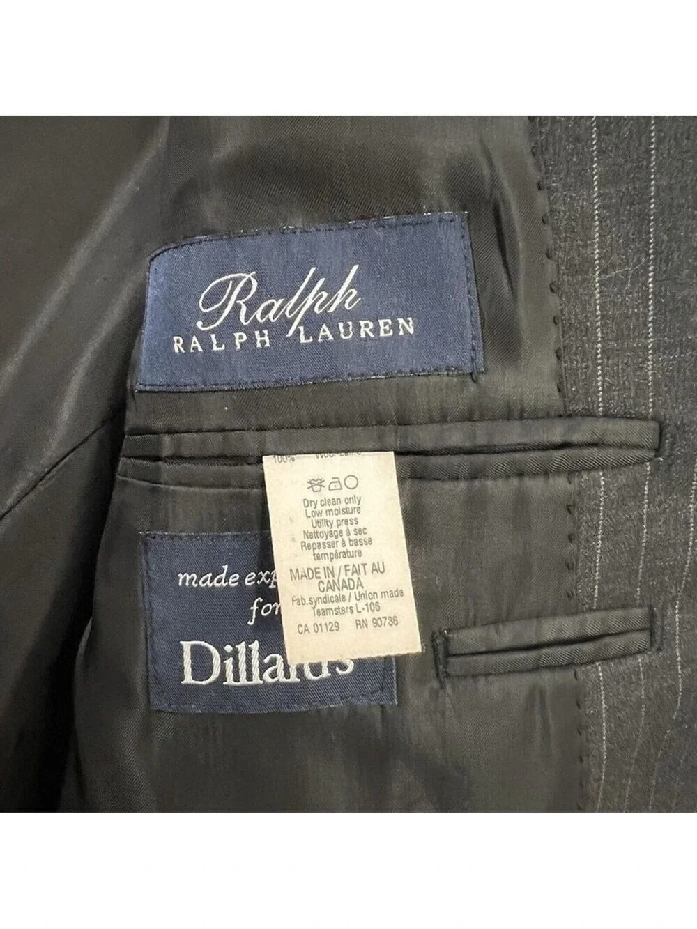 Ralph Lauren Mens Suit Jacket Sport Blazer Black Wool 44 L Dillards Exclusive